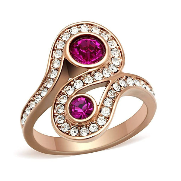 Silver Jewelry Rings Rose Gold Band Rings GL153 Rose Gold - Brass Ring with Top Grade Crystal Alamode Fashion Jewelry Outlet