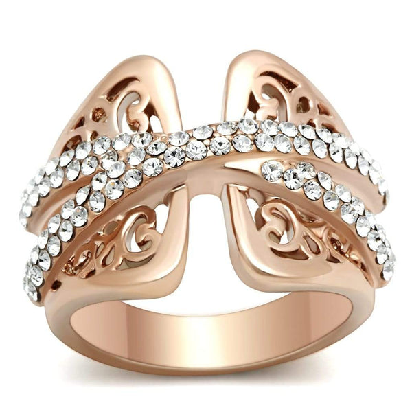 Silver Jewelry Rings Rose Gold Band Rings GL156 Rose Gold - Brass Ring with Top Grade Crystal Alamode Fashion Jewelry Outlet