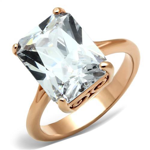 Rose Gold Engagement Rings TK1863 Rose Gold - Stainless Steel Ring with CZ