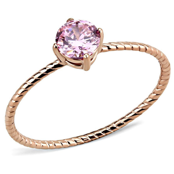 Rose Gold Engagement Rings TK3558 Rose Gold - Stainless Steel Ring with CZ