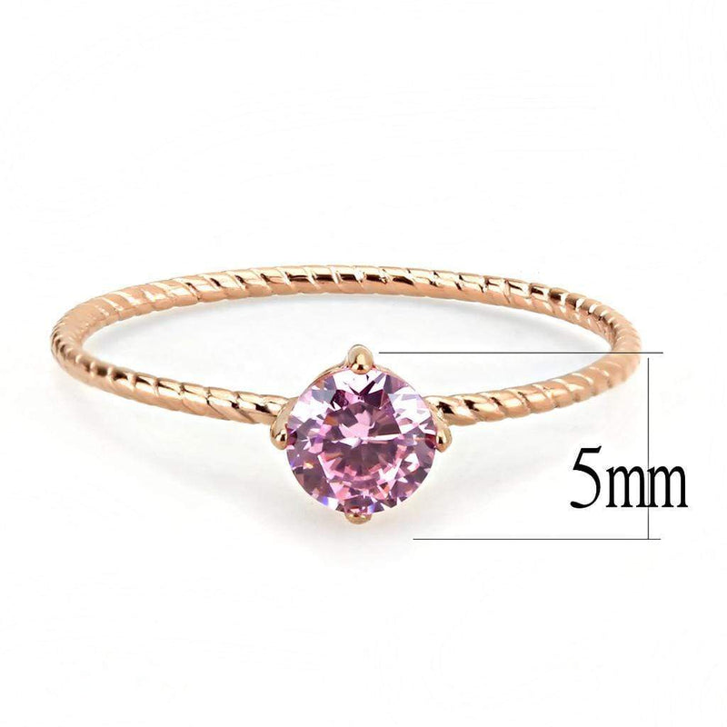 Rose Gold Engagement Rings TK3558 Rose Gold - Stainless Steel Ring with CZ