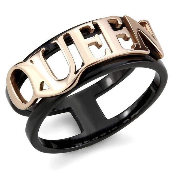 Rose Gold Engagement Rings TK3584 Rose Gold+ Black - Stainless Steel Ring