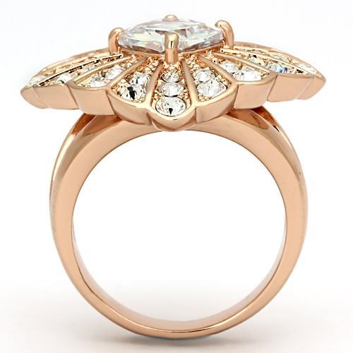 Silver Jewelry Rings Rose Gold Engagement Rings TK866 Rose Gold - Stainless Steel Ring with CZ Alamode Fashion Jewelry Outlet