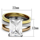 Rose Gold Engagement Rings TK962 Three ToneGold Stainless Steel Ring