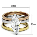 Rose Gold Engagement Rings TK964 Three ToneGold Stainless Steel Ring