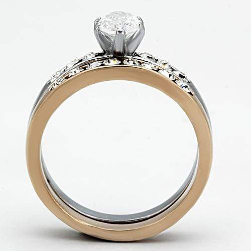 Rose Gold Engagement Rings TK965 Two-Tone Rose Gold Stainless Steel Ring