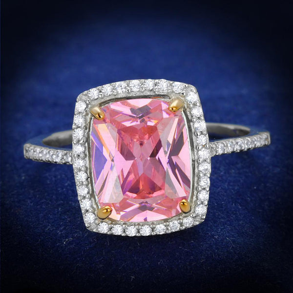 Rose Gold Engagement Rings TS418 Rose Gold + Rhodium Sterling Silver