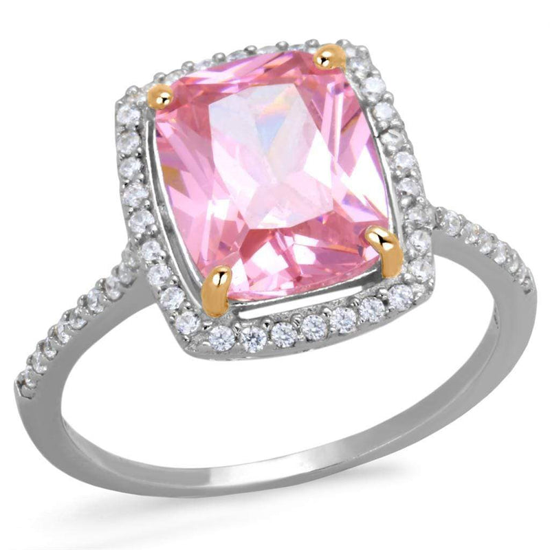Rose Gold Engagement Rings TS418 Rose Gold + Rhodium Sterling Silver
