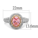 Rose Gold Engagement Rings TS543 Rose Gold + Rhodium Sterling Silver