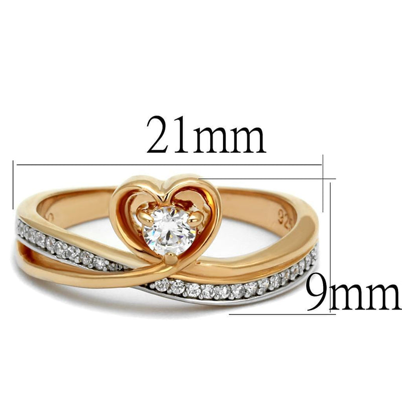 Rose Gold Engagement Rings TS544 Rose Gold + Rhodium Sterling Silver