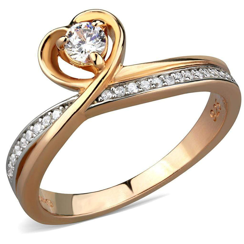 Rose Gold Engagement Rings TS544 Rose Gold + Rhodium Sterling Silver