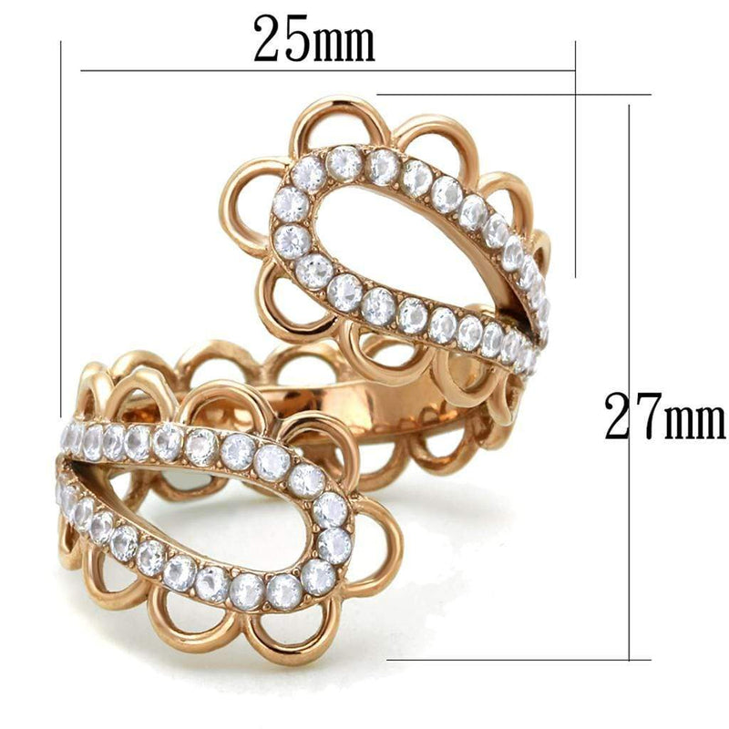 Rose Gold Rings TK1633 Rose Gold - Stainless Steel Ring with AAA Grade CZ