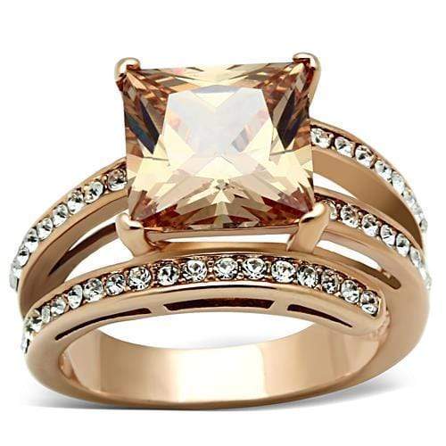 Rose Gold Rings TK1665 Rose Gold - Stainless Steel Ring with AAA Grade CZ