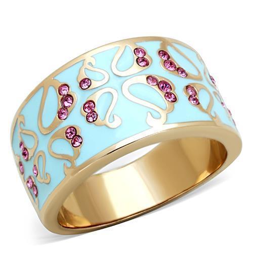 Rose Gold Rings TK1689 Rose Gold - Stainless Steel Ring with Crystal