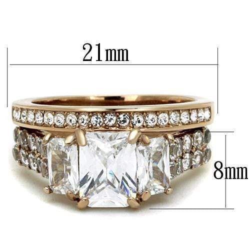 Silver Jewelry Rings Rose Gold Rings TK1690 Rose Gold - Stainless Steel Ring with AAA Grade CZ Alamode Fashion Jewelry Outlet