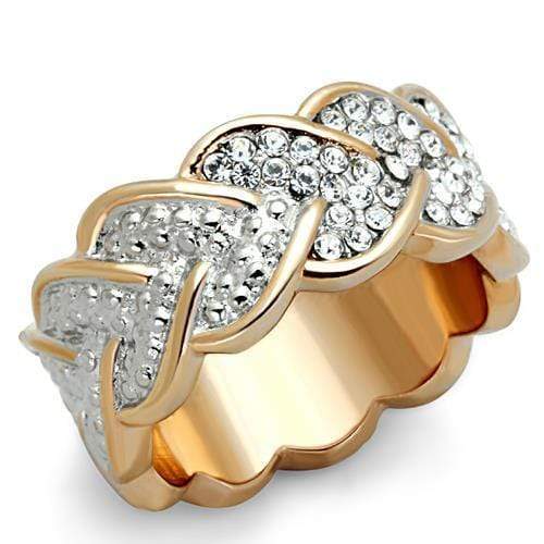 Rose Gold Rings TK1691 Two-Tone Rose Gold Stainless Steel Ring with Crystal