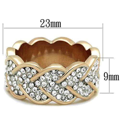 Rose Gold Rings TK1691 Two-Tone Rose Gold Stainless Steel Ring with Crystal