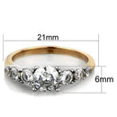 Rose Gold Rings TK1794 Two-Tone Rose Gold Stainless Steel Ring with CZ