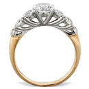 Rose Gold Rings TK1794 Two-Tone Rose Gold Stainless Steel Ring with CZ