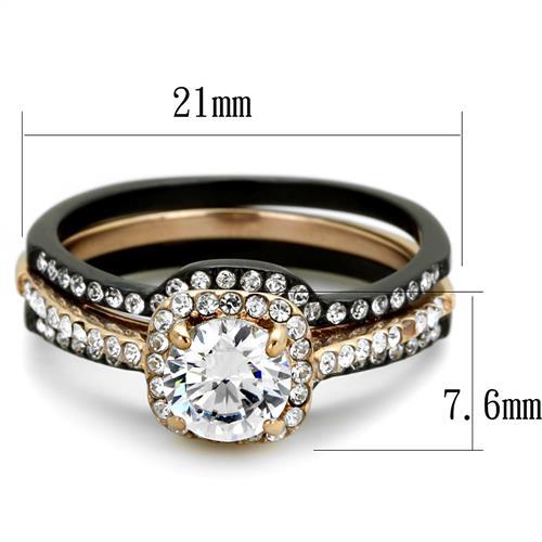 Rose Gold Rings TK2020 Rose Gold+ Black - Stainless Steel Ring with CZ