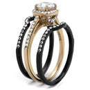 Rose Gold Rings TK2020 Rose Gold+ Black - Stainless Steel Ring with CZ