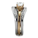 Rose Gold Rings TK2032 Two-Tone Rose Gold Stainless Steel Ring with CZ