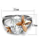 Rose Gold Rings TK2135 Two-Tone Rose Gold Stainless Steel Ring with CZ