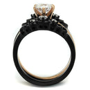 Rose Gold Rings TK2189 Rose Gold+ Black - Stainless Steel Ring with CZ