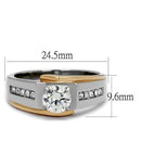 Rose Gold Rings TK2218 Two-Tone Rose Gold Stainless Steel Ring with CZ