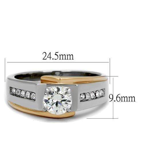 Rose Gold Rings TK2218 Two-Tone Rose Gold Stainless Steel Ring with CZ