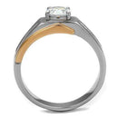 Rose Gold Rings TK2218 Two-Tone Rose Gold Stainless Steel Ring with CZ