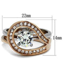 Rose Gold Rings TK2479 Two-Tone Rose Gold Stainless Steel Ring with CZ