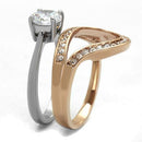 Rose Gold Rings TK2479 Two-Tone Rose Gold Stainless Steel Ring with CZ