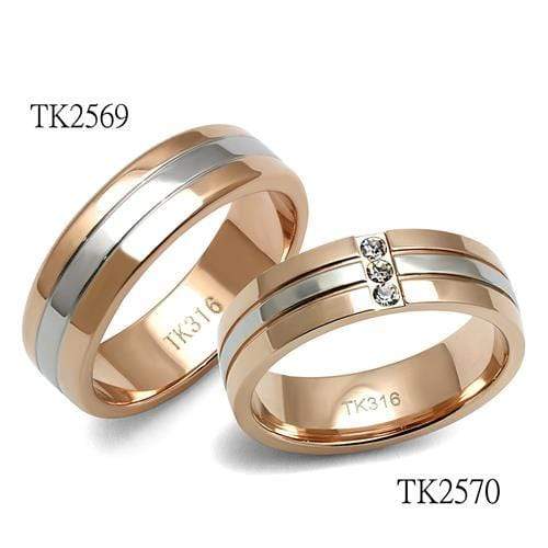 Rose Gold Rings TK2569 Two-Tone Rose Gold Stainless Steel Ring