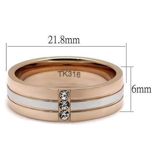 Silver Jewelry Rings Rose Gold Rings TK2570 Two-Tone Rose Gold Stainless Steel Ring with Crystal Alamode Fashion Jewelry Outlet