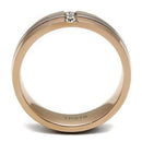 Rose Gold Rings TK2570 Two-Tone Rose Gold Stainless Steel Ring with Crystal