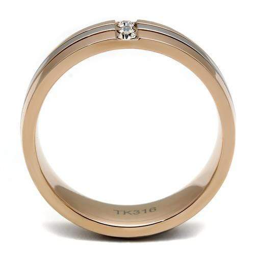 Rose Gold Rings TK2570 Two-Tone Rose Gold Stainless Steel Ring with Crystal