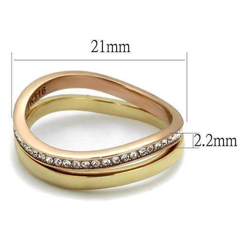 Rose Gold Rings TK2613 Gold & Rose Gold - Stainless Steel Ring with Crystal