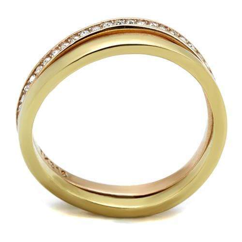 Rose Gold Rings TK2613 Gold & Rose Gold - Stainless Steel Ring with Crystal