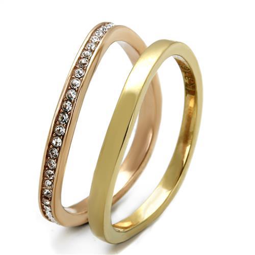 Rose Gold Rings TK2613 Gold & Rose Gold - Stainless Steel Ring with Crystal