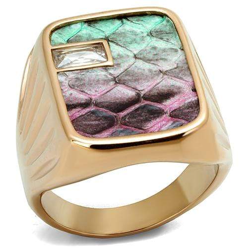 Rose Gold Rings TK2737 Rose Gold - Stainless Steel Ring with Leather