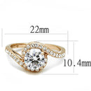 Silver Jewelry Rings Rose Gold Rings TK3178 Rose Gold - Stainless Steel Ring with AAA Grade CZ Alamode Fashion Jewelry Outlet