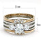 Silver Jewelry Rings Rose Gold Rings TK3212 Two-Tone Rose Gold Stainless Steel Ring with CZ Alamode Fashion Jewelry Outlet