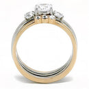 Rose Gold Rings TK3212 Two-Tone Rose Gold Stainless Steel Ring with CZ