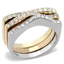 Rose Gold Rings TK3234 Three ToneGold Stainless Steel Ring with Crystal