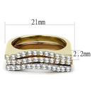 Rose Gold Rings TK3234 Three ToneGold Stainless Steel Ring with Crystal