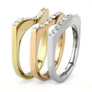 Rose Gold Rings TK3234 Three ToneGold Stainless Steel Ring with Crystal