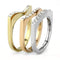 Rose Gold Rings TK3234 Three ToneGold Stainless Steel Ring with Crystal