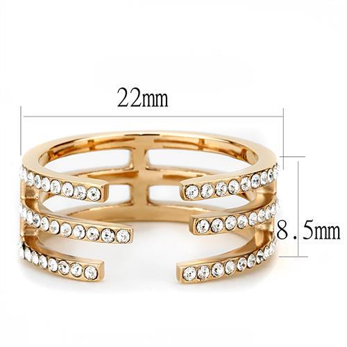 Silver Jewelry Rings Rose Gold Rings TK3236 Rose Gold - Stainless Steel Ring with Crystal Alamode Fashion Jewelry Outlet