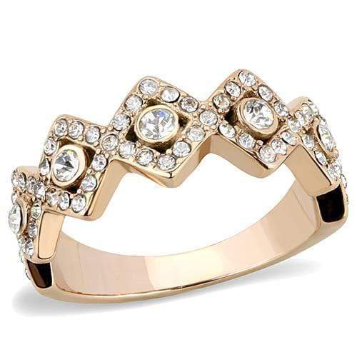 Silver Jewelry Rings Rose Gold Rings TK3237 Rose Gold - Stainless Steel Ring with Crystal Alamode Fashion Jewelry Outlet